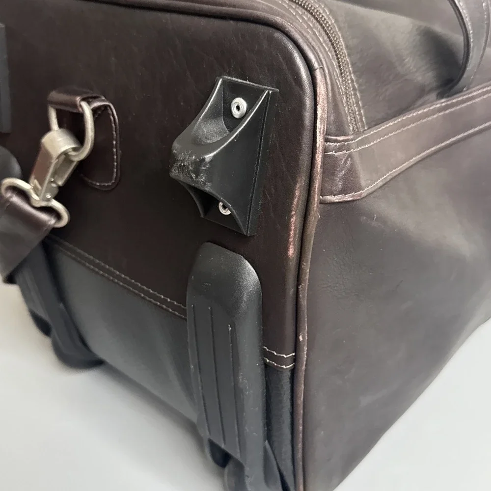 Piel Leather Duffel On Wheels - Brown - 21.5x10.5x10